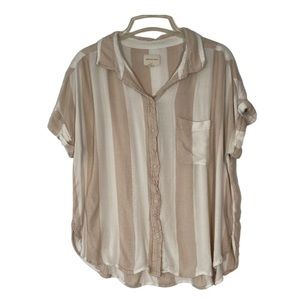 American Eagle Wide Stripe Oversized Button Down, XL